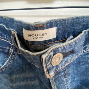 Moussy Blue Straight Leg Jeans with Distressed Details